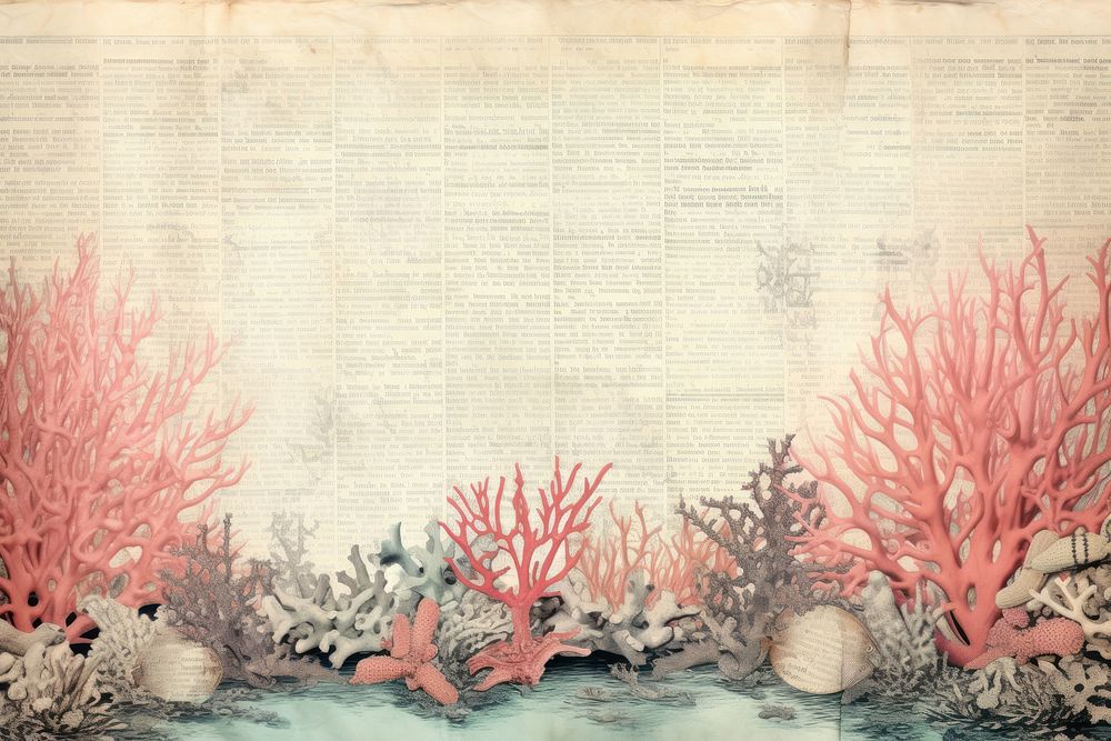 Ephemera style of the sea coral border painting outdoors animal.