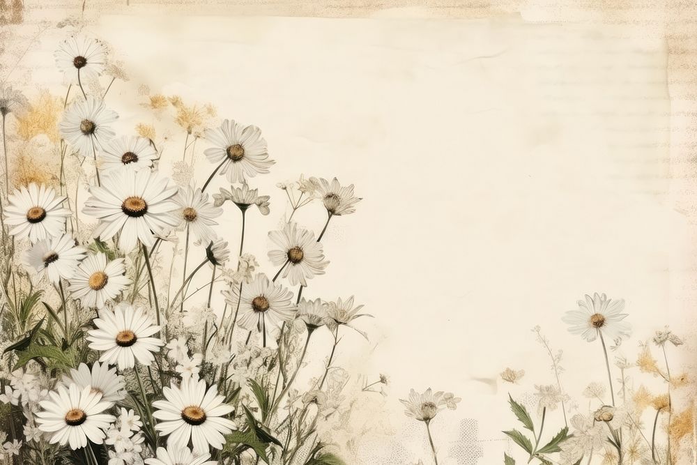 Ephemera style of daisy border herbs asteraceae painting.