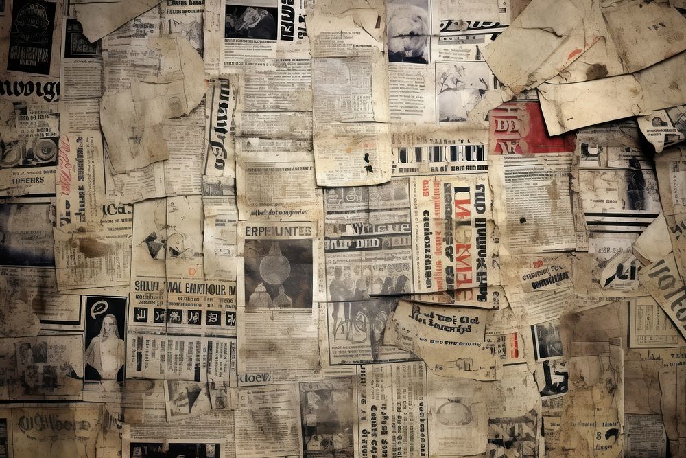 Collage newspaper texts paper backgrounds art currency.