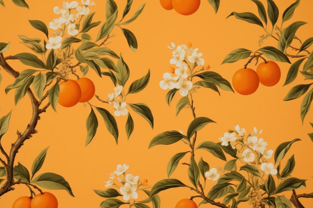 Orange print and leaves illustration paper backgrounds pattern fruit.