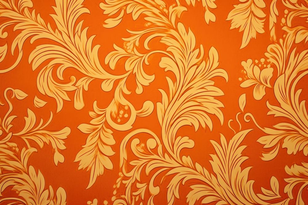 Vintage elegant pattern print orange paper backgrounds repetition creativity.