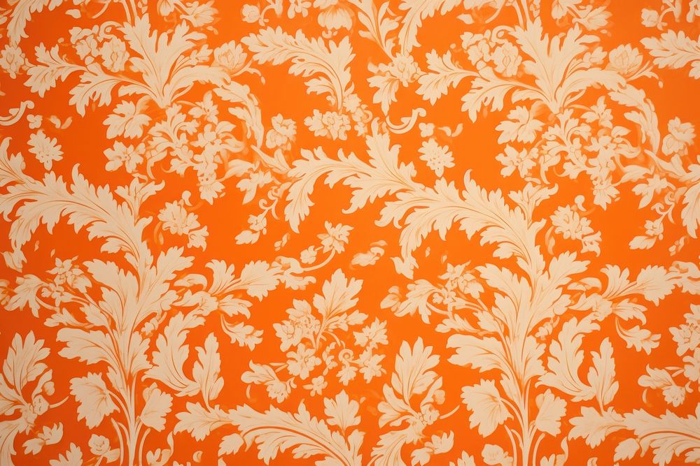 Vintage elegant pattern print orange paper backgrounds art repetition.