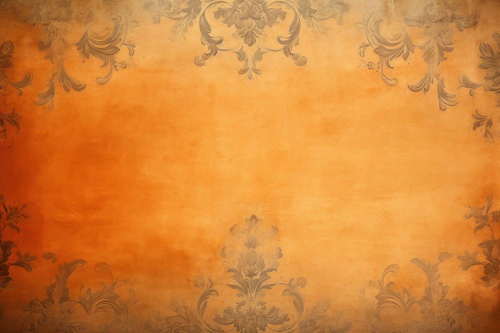 Vintage elegant pattern print orange paper architecture backgrounds wall.