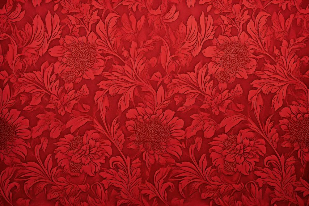 Vintage elegant pattern print red paper backgrounds repetition decoration.