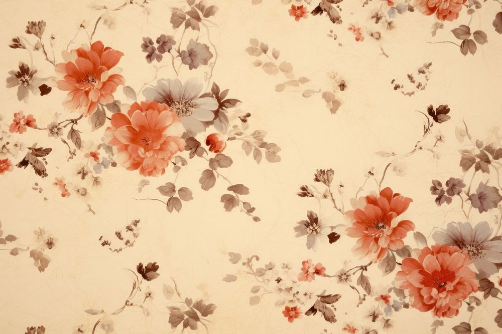 Vintage flower pattern paper backgrounds plant petal.
