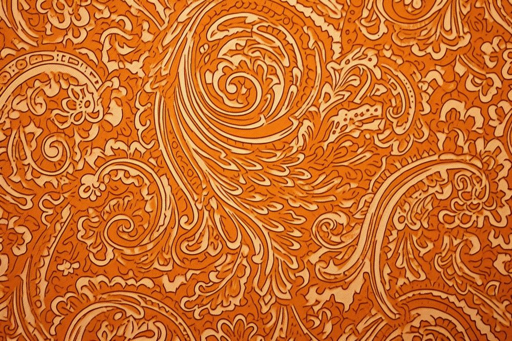 Vintage paisley pattern print orange paper backgrounds art creativity.