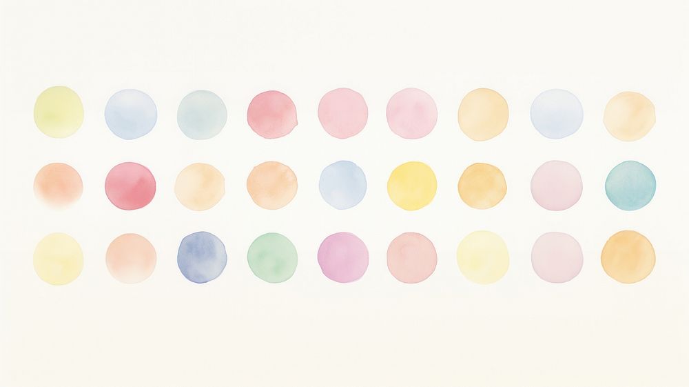 Big rainbow dots as line watercolour illustration backgrounds pattern white background.