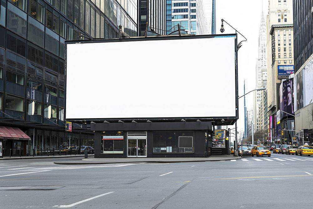 Empty scene of building billboard transportation advertisement.