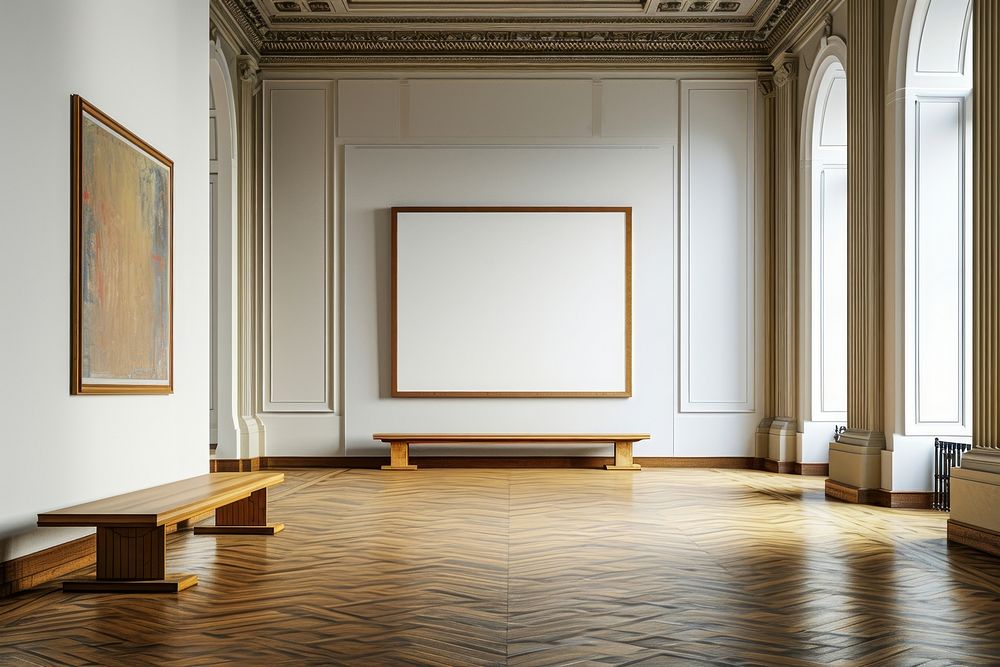 Vintage museum furniture flooring indoors.