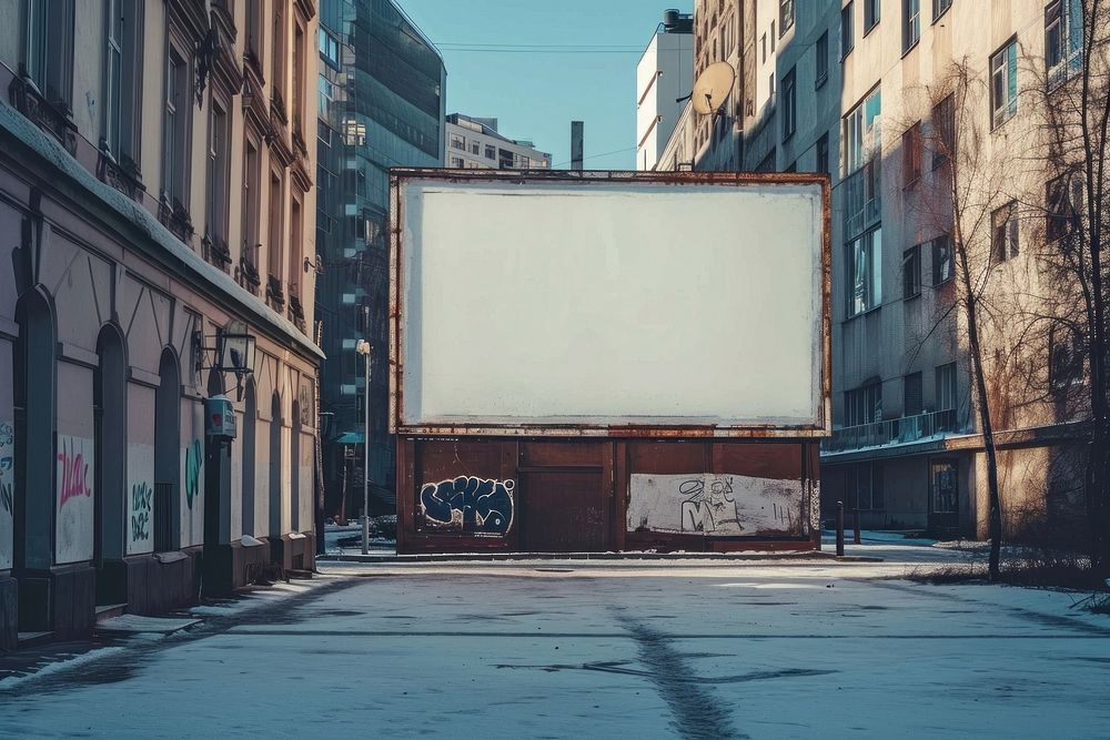 Blank billboard in Empty scene advertisement person human.