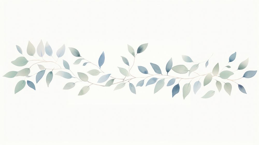 Blue leaves as line watercolour illustration backgrounds pattern plant.