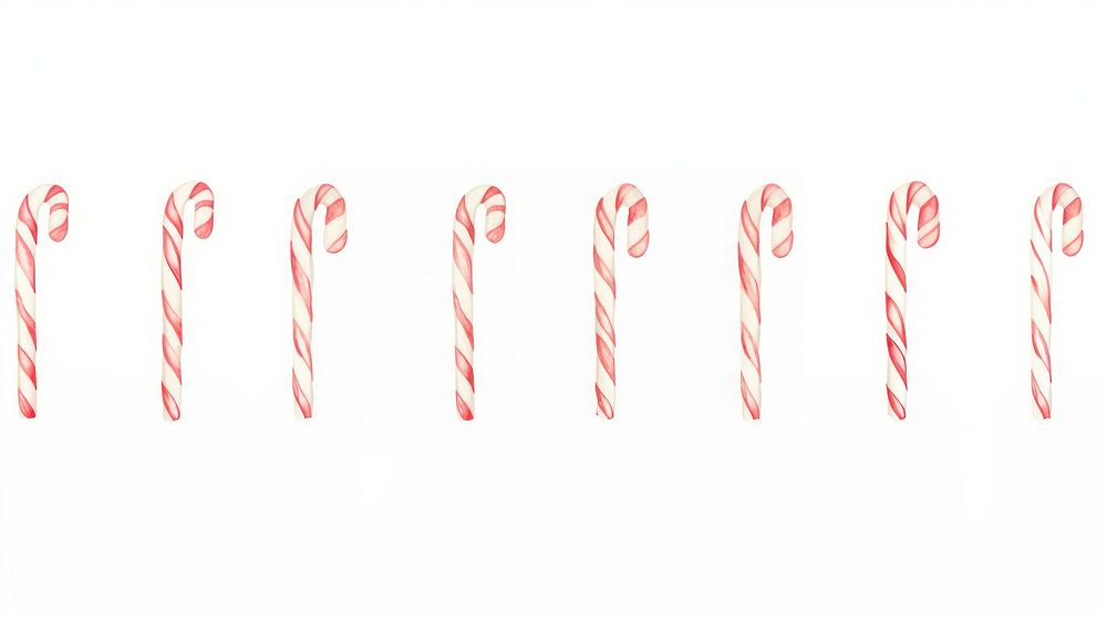 Candy canes as line watercolour illustration white background confectionery celebration.