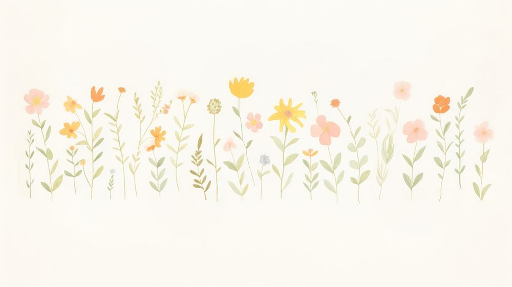 Colorful flowers as line watercolour illustration backgrounds pattern plant.