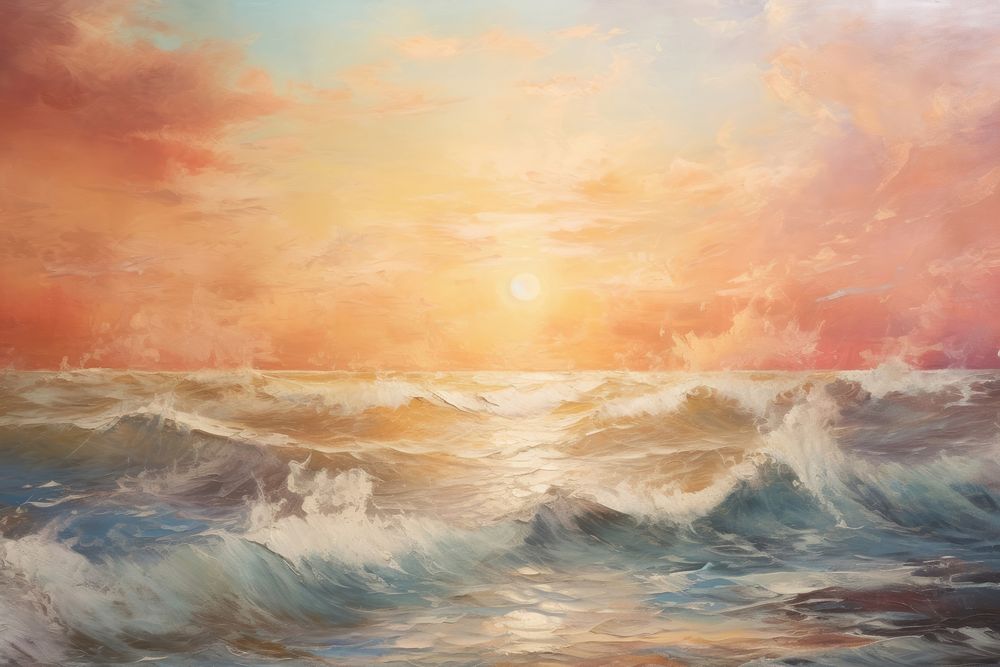 The sunset and the sea painting backgrounds outdoors.