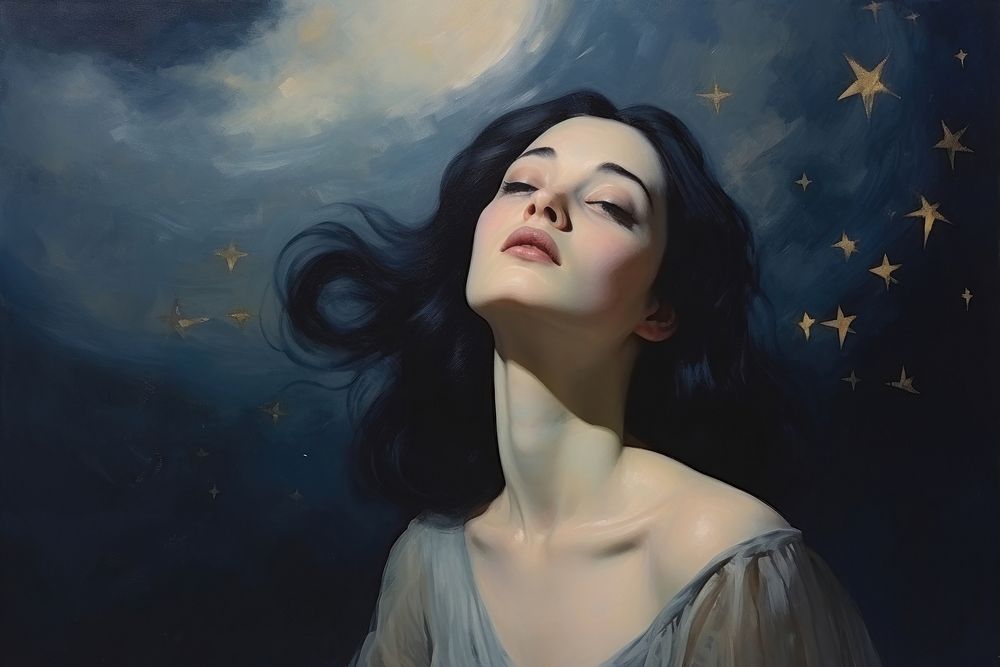 The star in the night sky painting portrait adult.