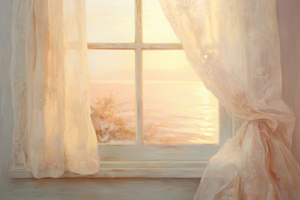 Close up sunrise through window backgrounds painting architecture.