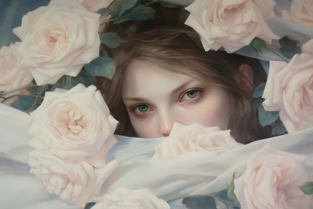 Garden of rose painting portrait flower.