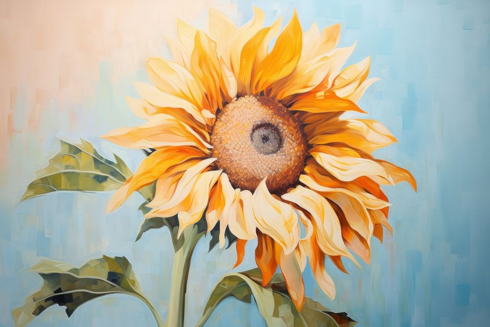 Close up sunflower painting plant art.