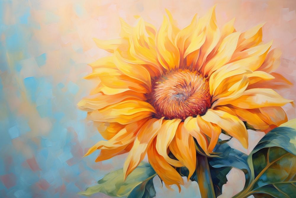 Close up sunflower painting backgrounds plant.