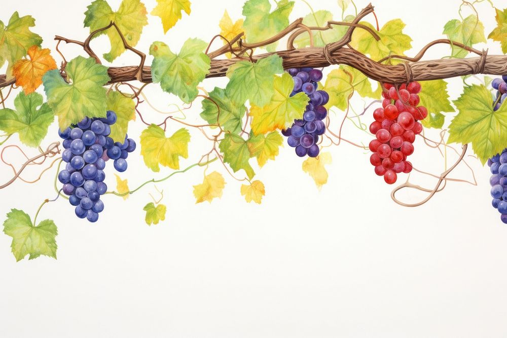Vine boarder grapes plant fruit.