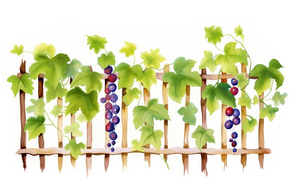 Vine with fence boarder outdoors grapes plant.