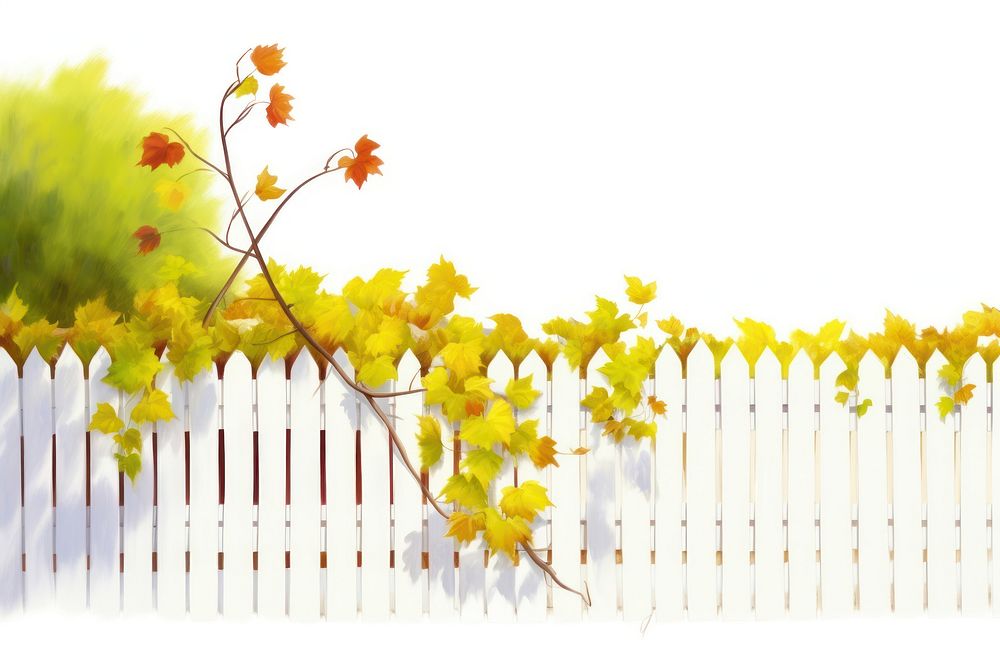 Vine with house fence boarder outdoors nature white background.
