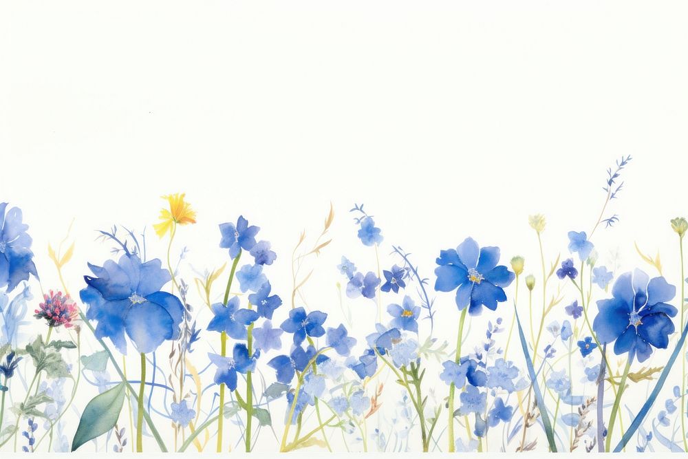 Blue flower boarder backgrounds painting outdoors.