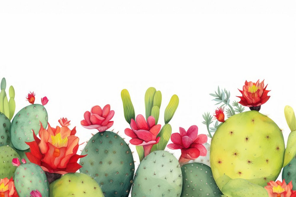 Cactus boarder backgrounds plant white background.