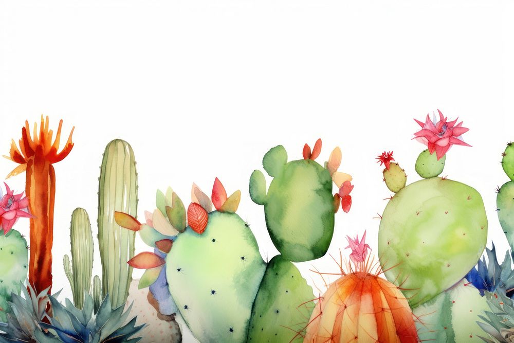 Cactus boarder backgrounds plant white background.
