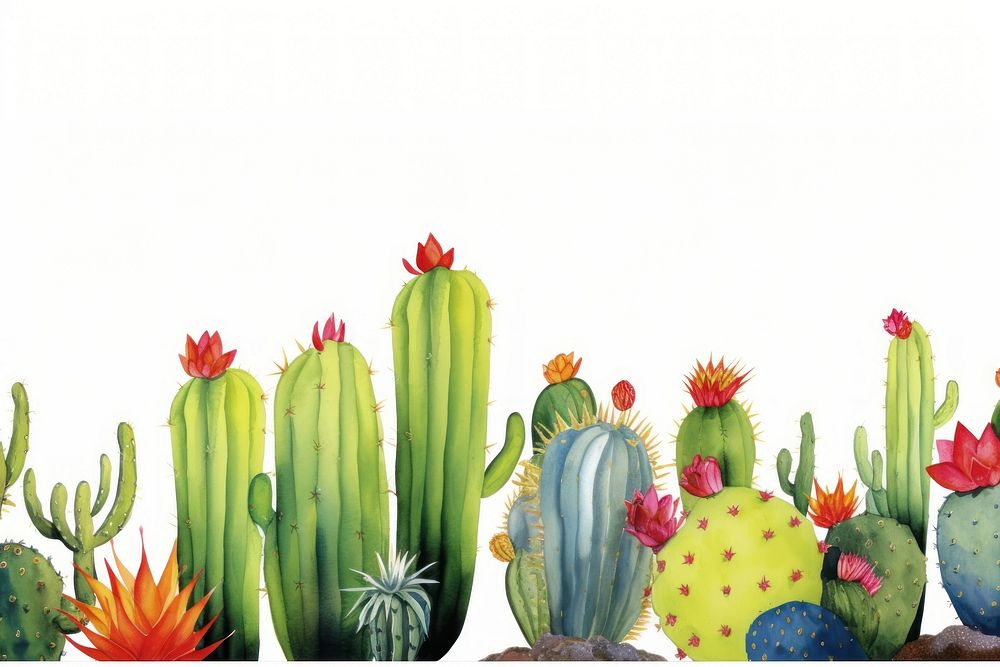 Cactus boarder plant white background creativity.
