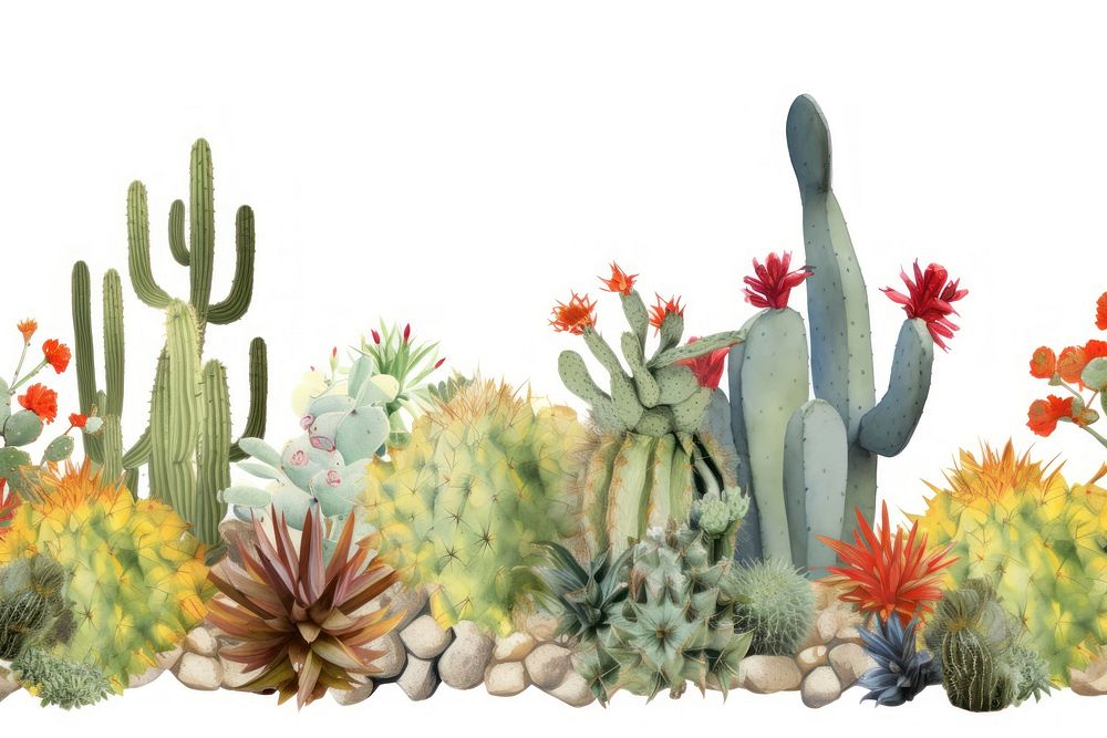 Cactus boarder plant white background creativity.