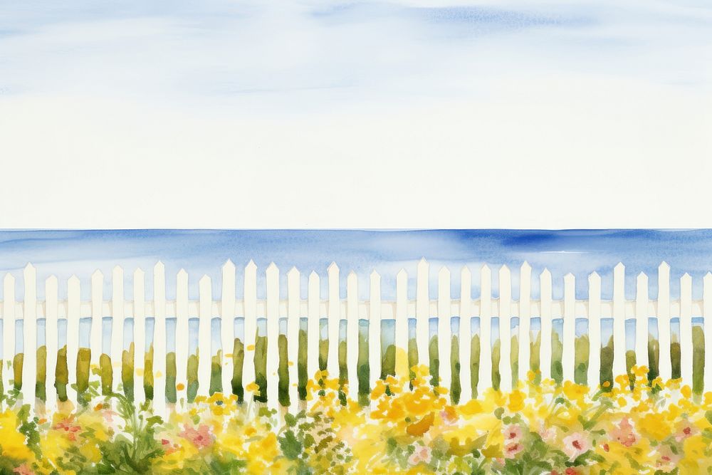 Fence with sea view boarder backgrounds outdoors nature.