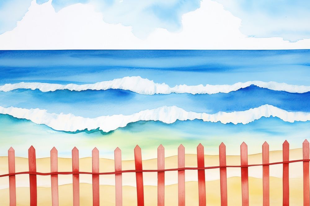 Fence with sea view boarder outdoors nature ocean.