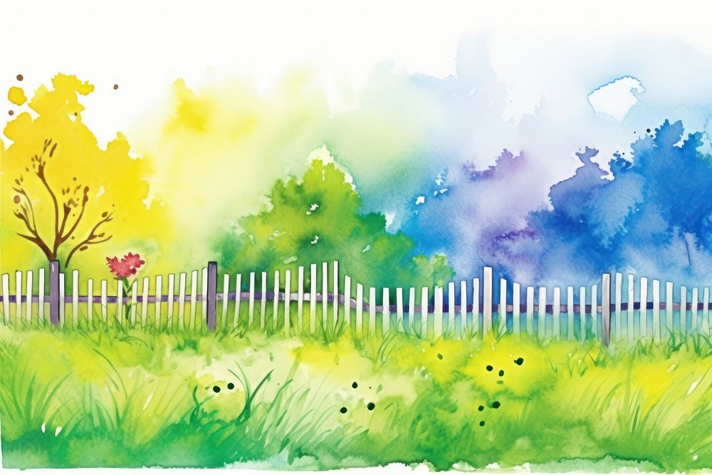 Fence with nature view boarder backgrounds painting outdoors.