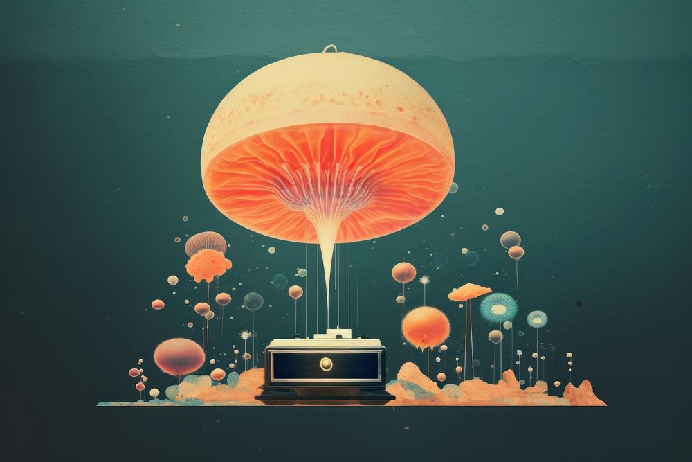 Collage Retro dreamy of phonograph art technology creativity.