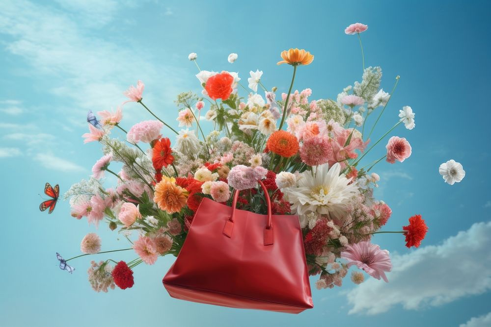 Shopping bag flower outdoors handbag.