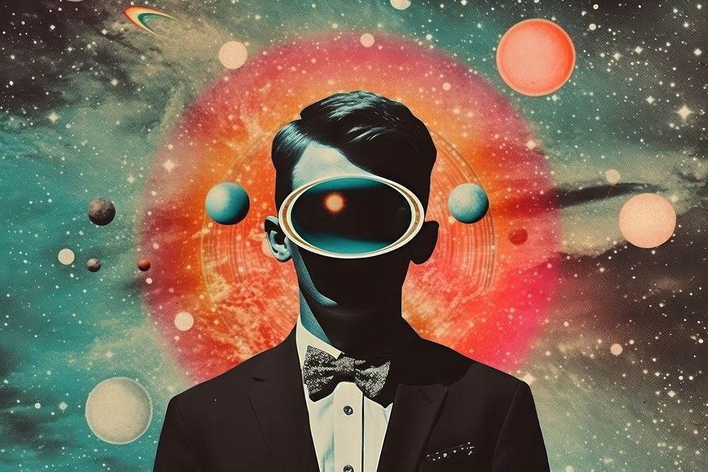 Collage Retro dreamy of the galaxy astronomy portrait adult.