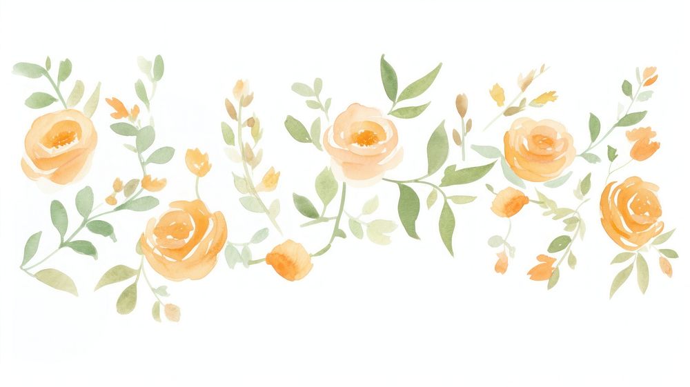 Orange roses as line watercolour illustration backgrounds pattern flower.