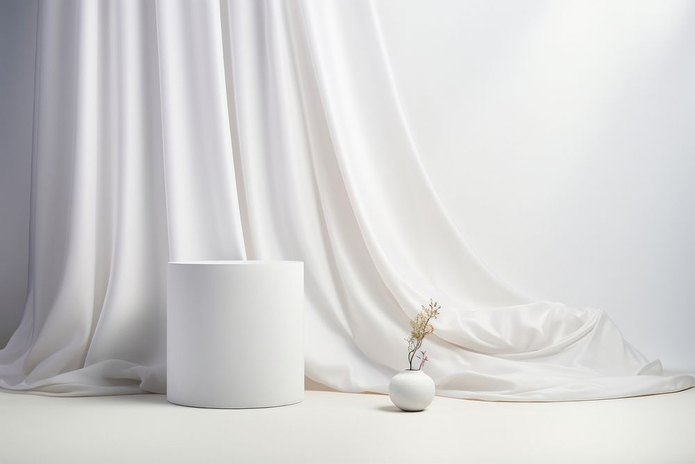 Fabric backgrounds curtain white vase.