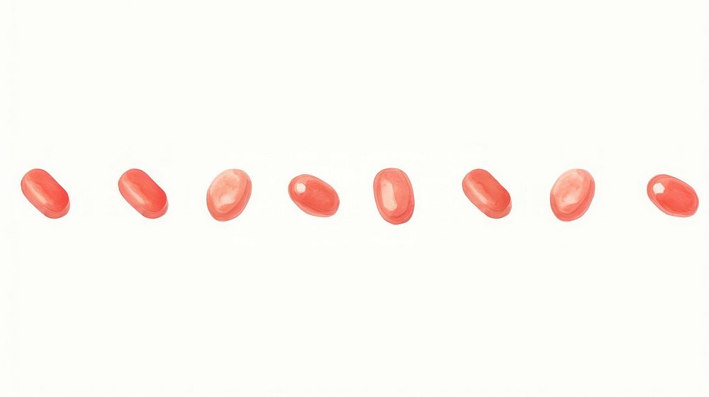 Red candies as line watercolour illustration white background confectionery medicine.