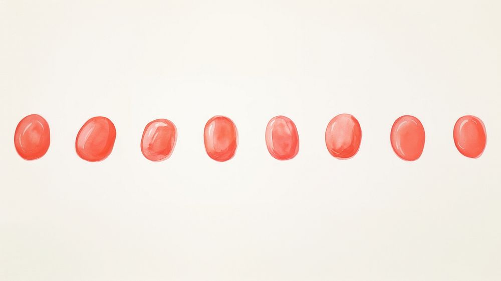 Red candies as line watercolour illustration white background confectionery repetition.