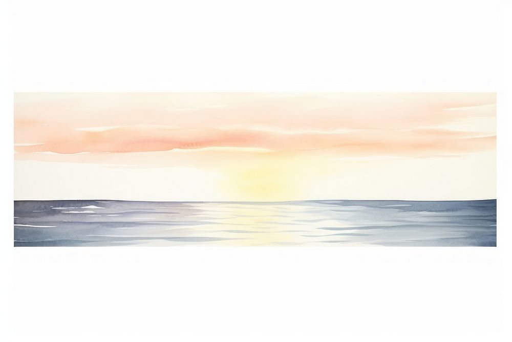 Sunset at the sea border panoramic painting outdoors.