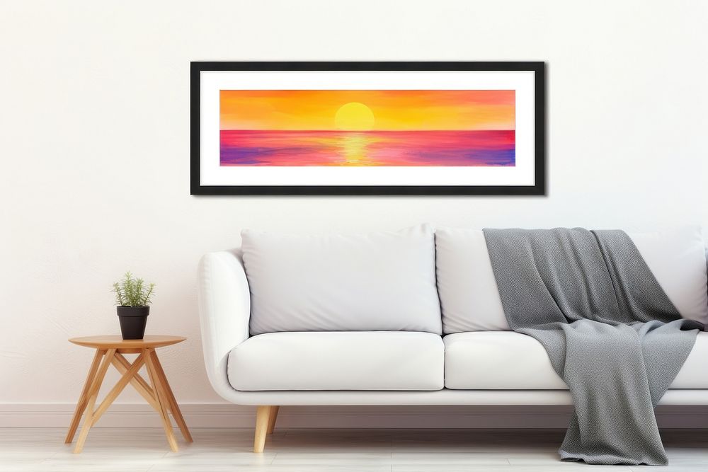 Sunset at the sea border furniture panoramic painting.