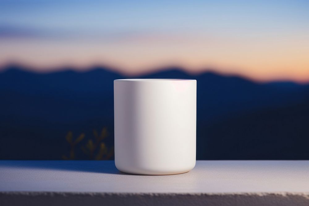 Simple candle  porcelain cup mug.
