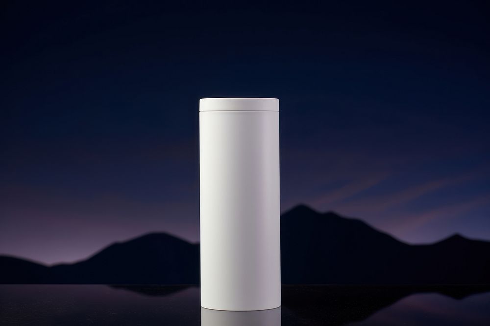 Simple white tube packaging  cylinder sky studio shot.