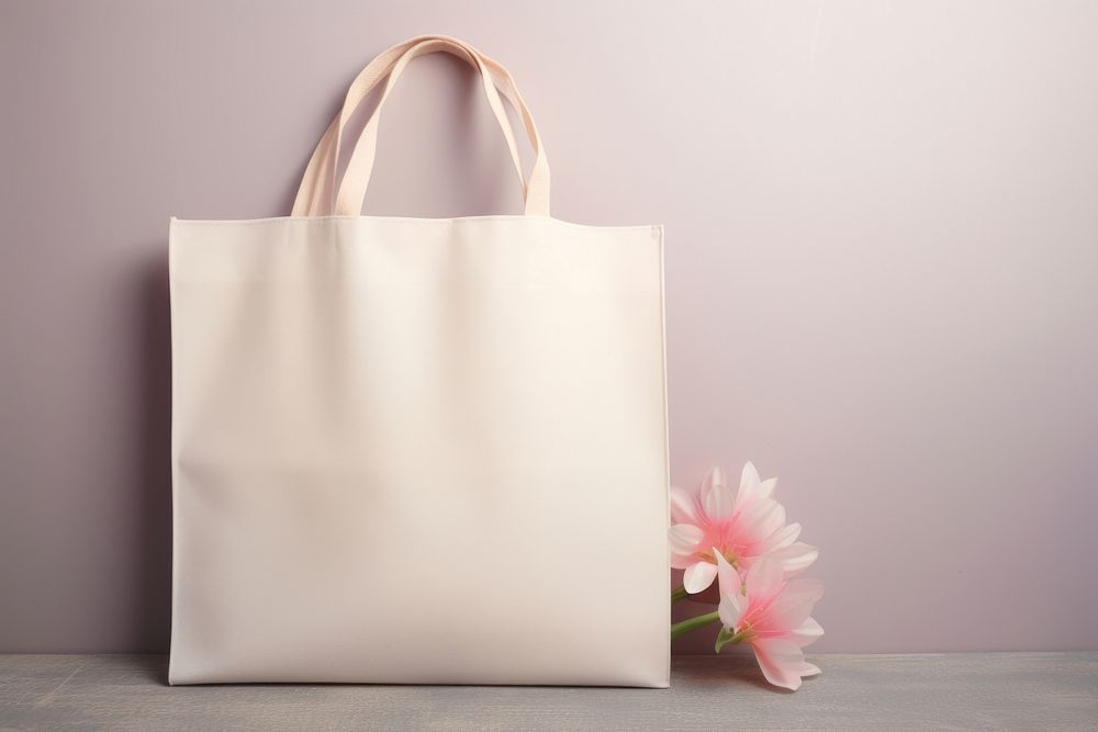 Canvas tote bag  handbag flower studio shot.
