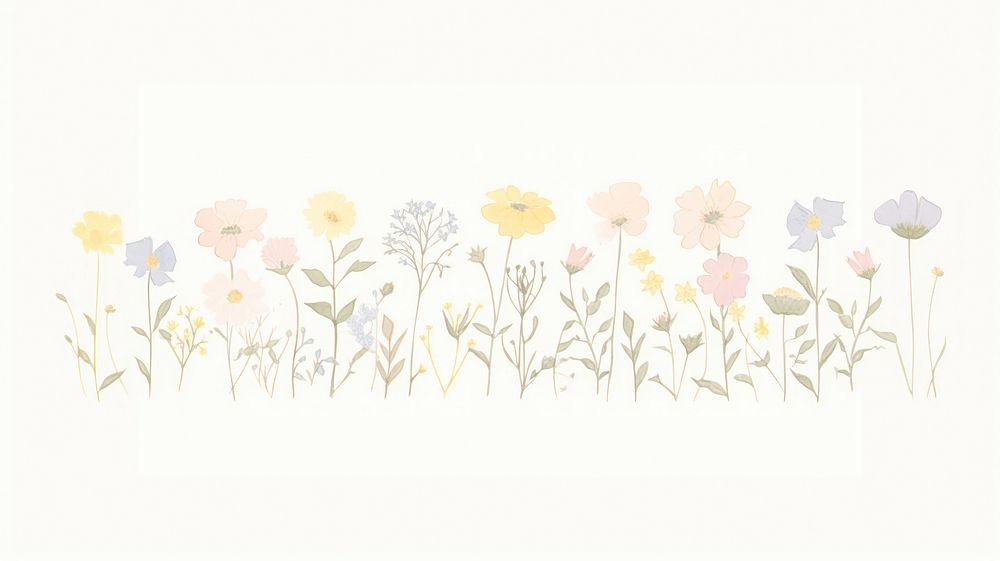 Summer flowers as line watercolour illustration pattern plant springtime.