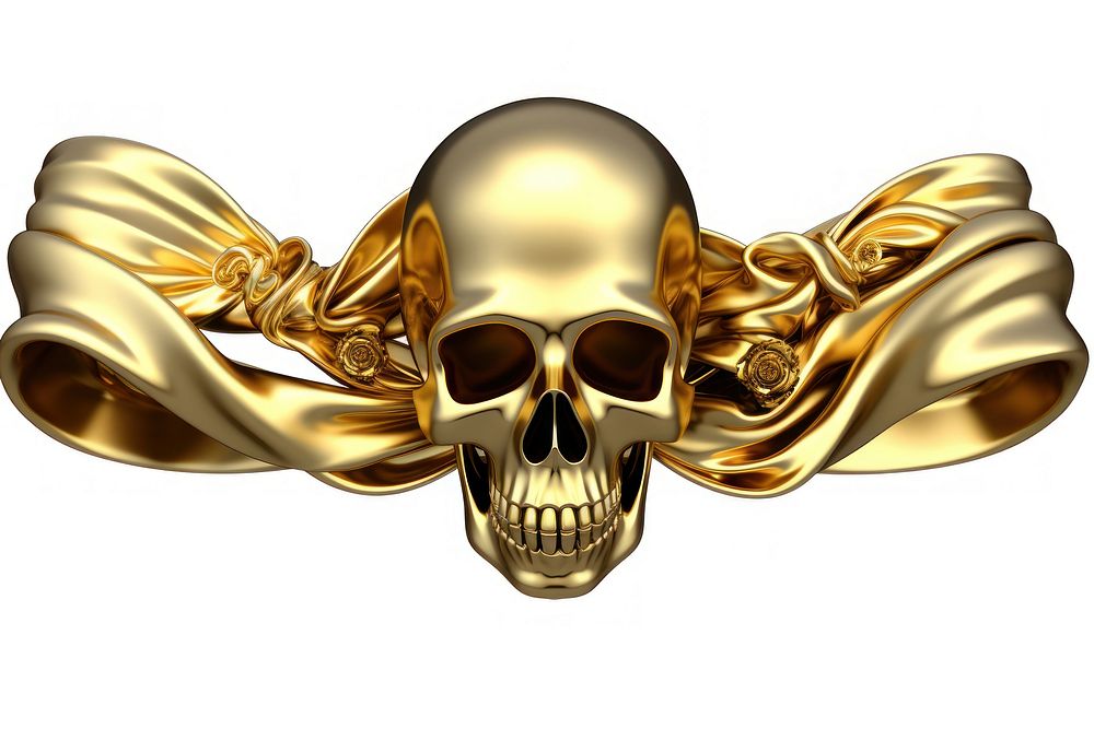 Skull gold white background appliance.