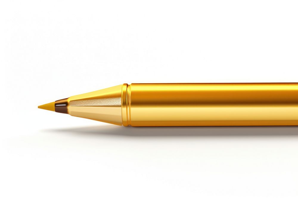 Pen pencil gold white background.