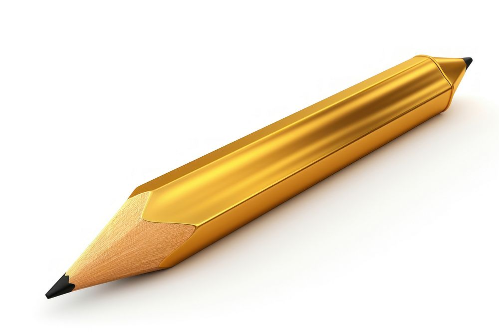 Gold-plated pencil white background simplicity weaponry.